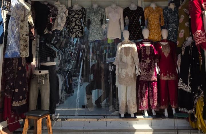 Ladies kurtis and embroidered salwar suits on display at Safa Marwa, Bur Dubai
