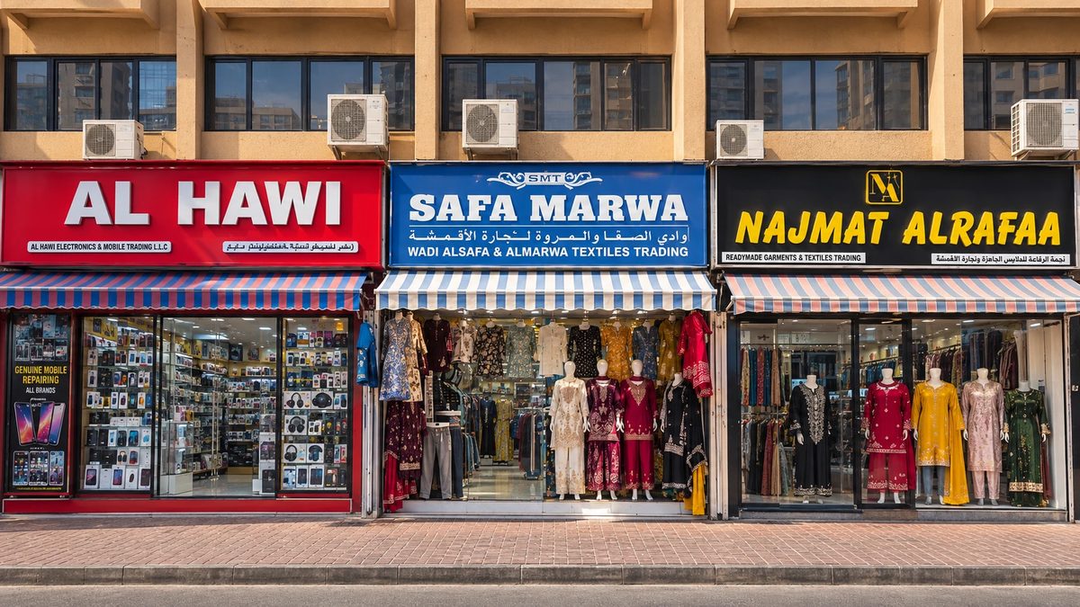 Safa Marwa blue shop sign between Al Hawi and Najmat Alrafaa, opposite Al Ghubaiba Bus Station, Bur Dubai